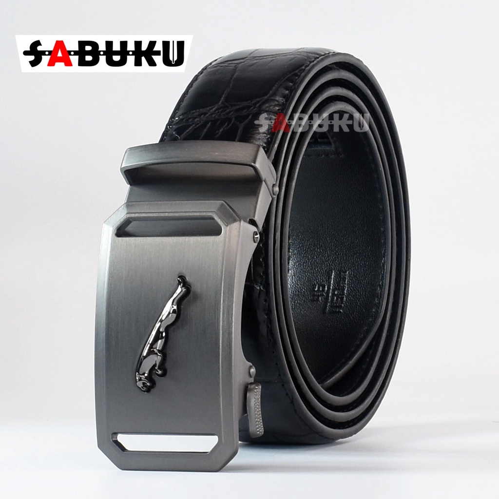 Ikat Pinggang Pria Tipe Rel MenBeltGesper Kulit Pria Asli Pria Sabuk Mewah elegant Free Box - 115