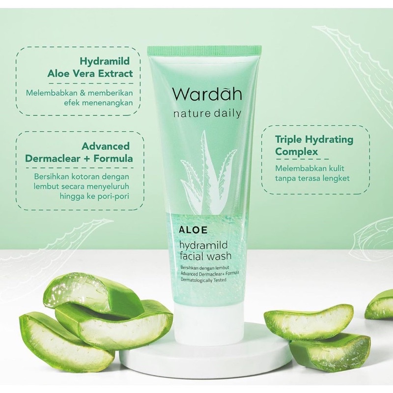 Sabun Cuci Muka Wardah Aloe Hydramild Facial Wash 60 Ml Sabun Wajah Lidah Buaya Aloe Vera