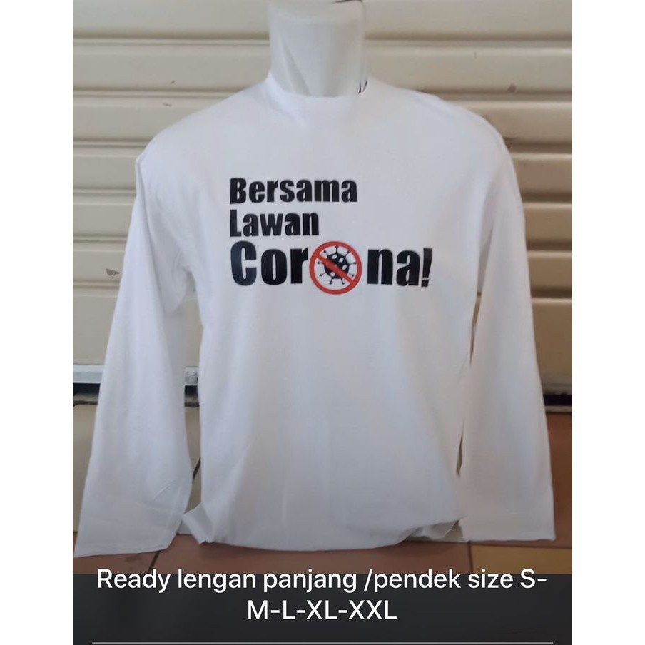 hdh385KAOS BERSAMA MELAWAN CORONA BAJU TSHIRT COVID 19 DISTRO PANJANG
