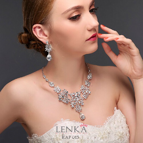 [PRODUK TERLARIS] BRIDAL KALUNG ANTING SET PERHIASAN AKSESORIS WEDDING KAP013