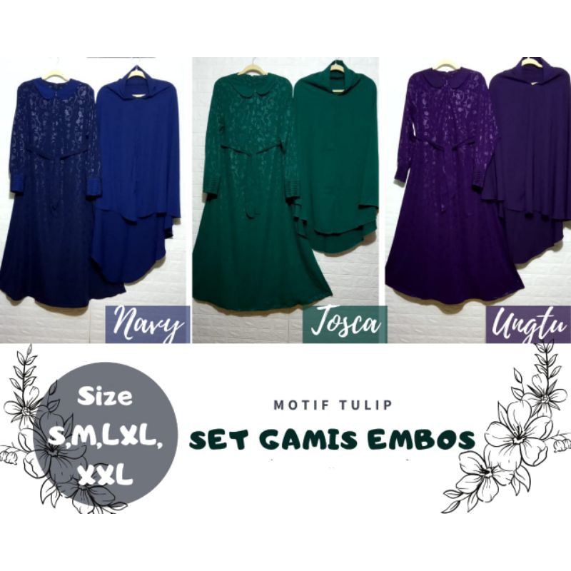 Gamis Set Embos / gamis set syar'i / gamis set cadar embos murah