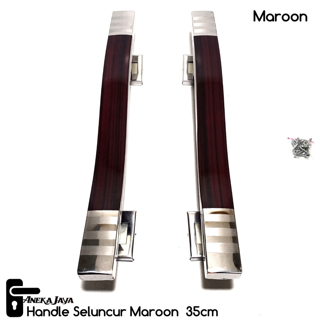 [ Satu set ] Gagang Pintu / Tarikan Pintu Rumah Stainless / body kunci / Handle Pintu maroon 35cm