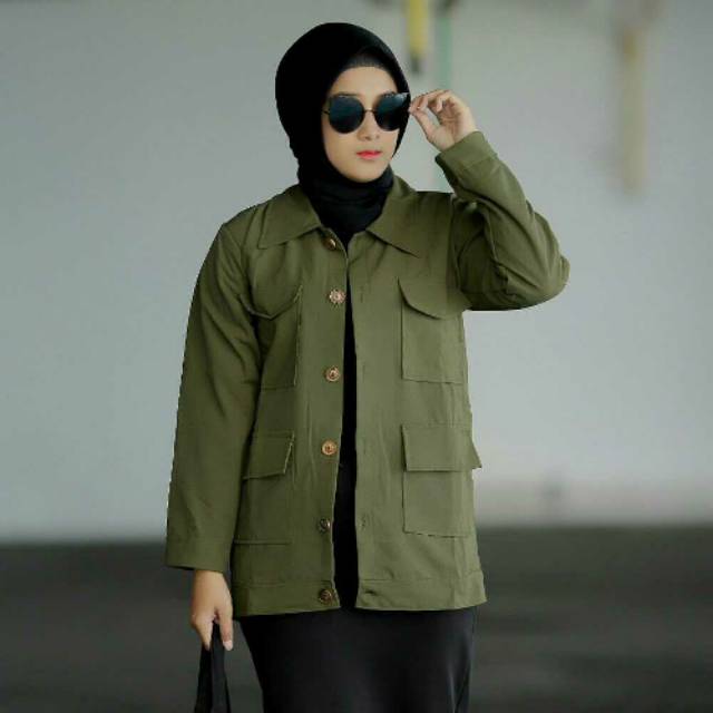 Kemeja Parka Wanita Army / Kemeja Jaket Wanita