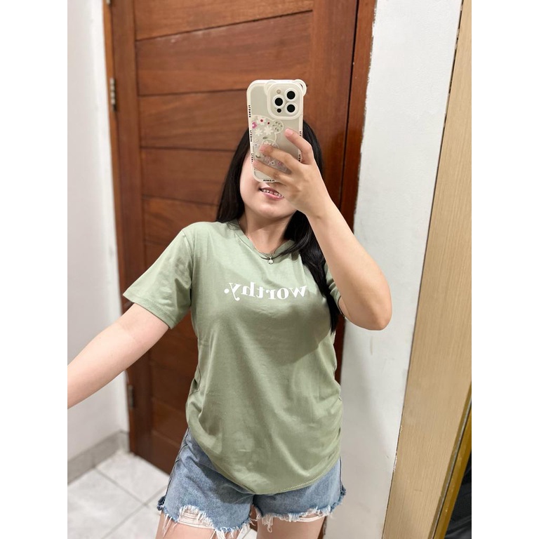 KAOS WORTHY | BAJU TUMBLR TEE SHIRT OVERSIZE DUSTY ROSE BLUE HITAM BEIGE | TUMBLR TEE | KOREA STYLE