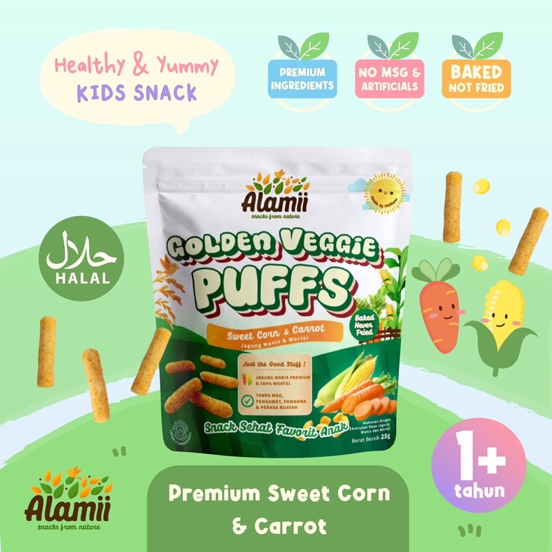 Snack Sehat Cemilan Bayi Anak Alamii Puffs No MSG Halal