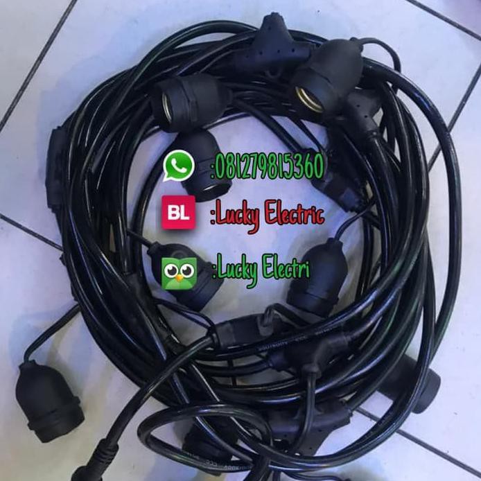 KABEL FITTING LAMPU OUTDOOR 10M 10FITTING/STRING LIGHT/FITTING OUTDOOR