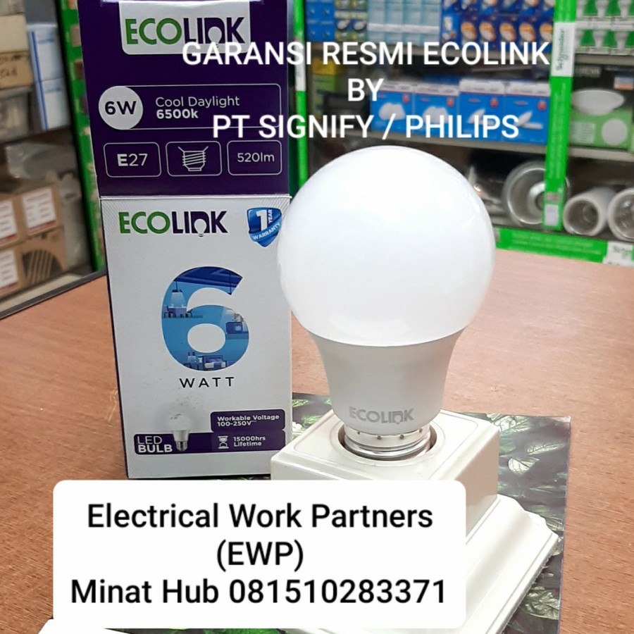 PROMO MURAH  LAMPU LED BULB 6 WATT PUTIH 110-250V ECOLINK