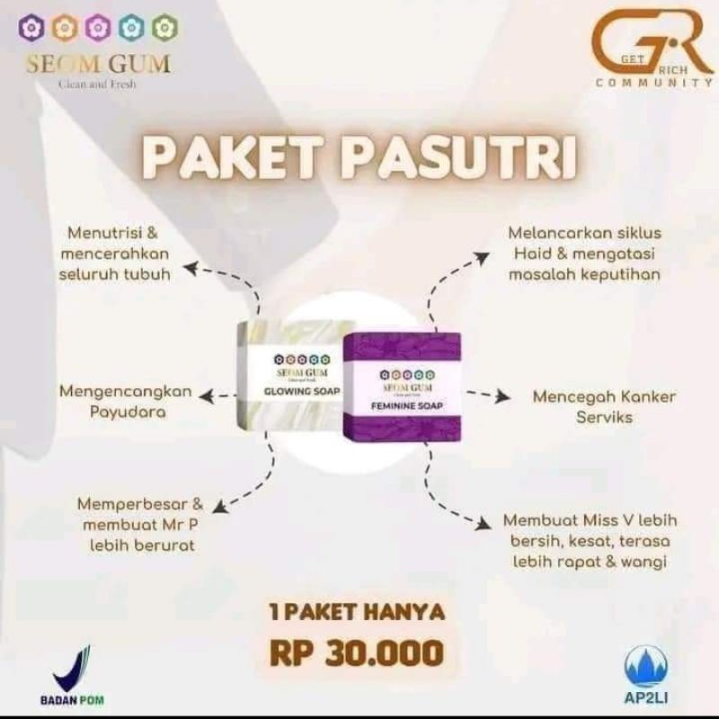 SEOM GUM SOAP ORIGINAL,PAKET GLOWING+FEMININ,MEMBER RESMI SEOM GUM