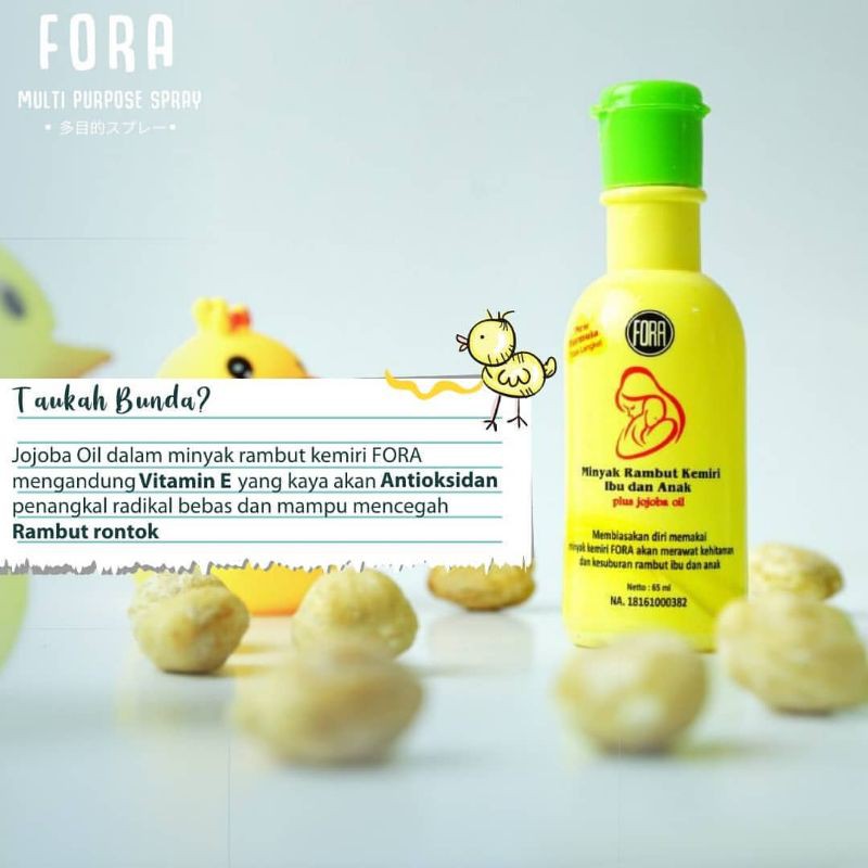 FORA NATURE Minyak Kemiri Penyubur Rambut Alis Ibu dan Bayi dengan Jojoba Oil