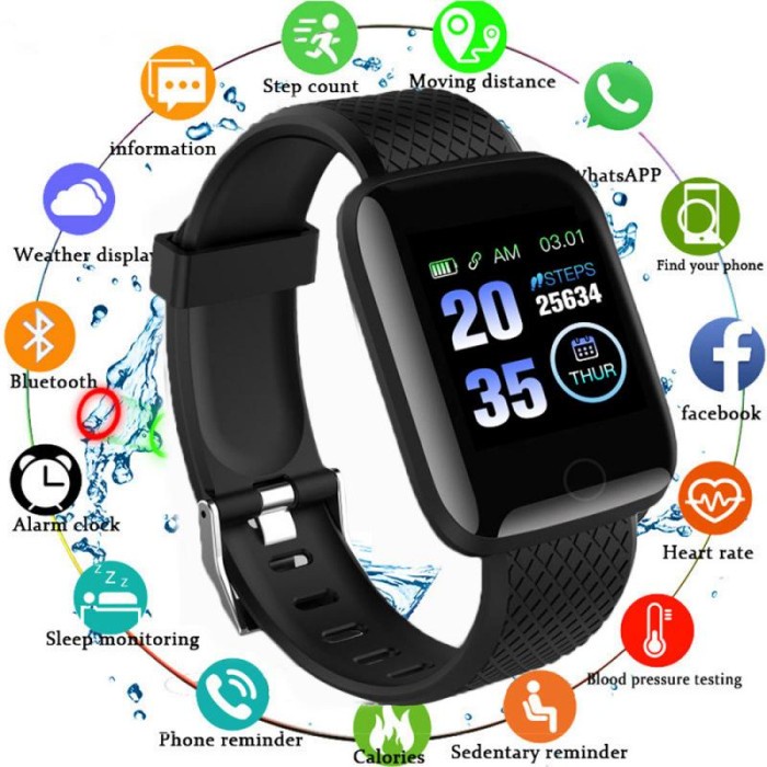 SKMEI Smartwatch Sport Tracker Bluetooth Watsapp Heart Rate - 116 PLUS