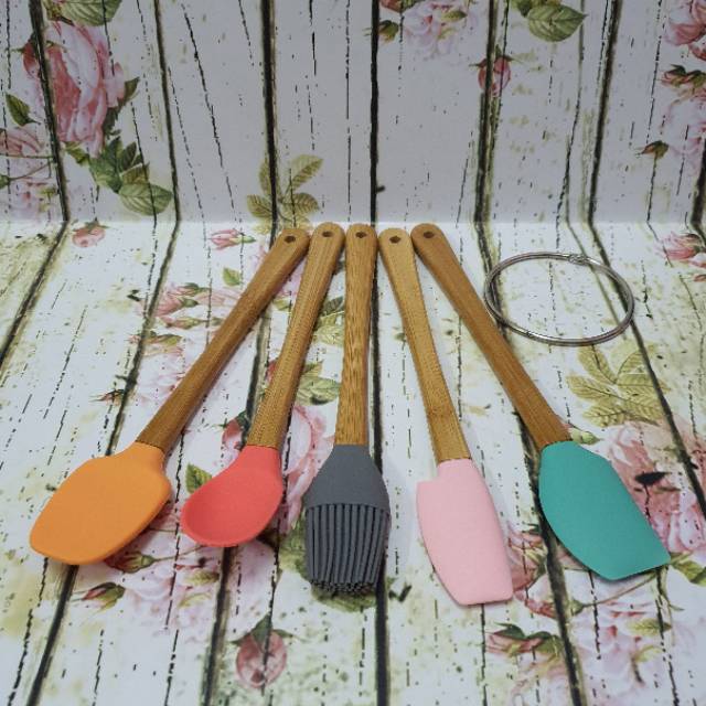 Colorful mini silicone utensil spatula set 5s