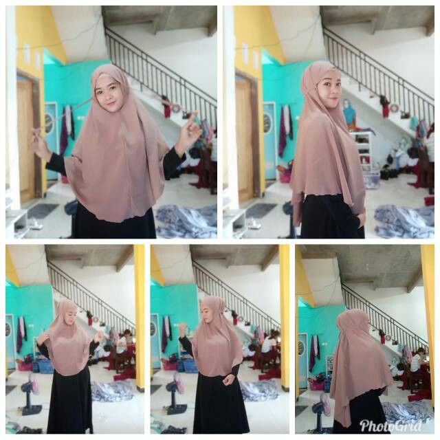 (BISA COD) BERGO INSTAN MARYAM BAHAN DIAMOND HIJAB JILBAB KERUDUNG MURAH-Bergo, Mocca