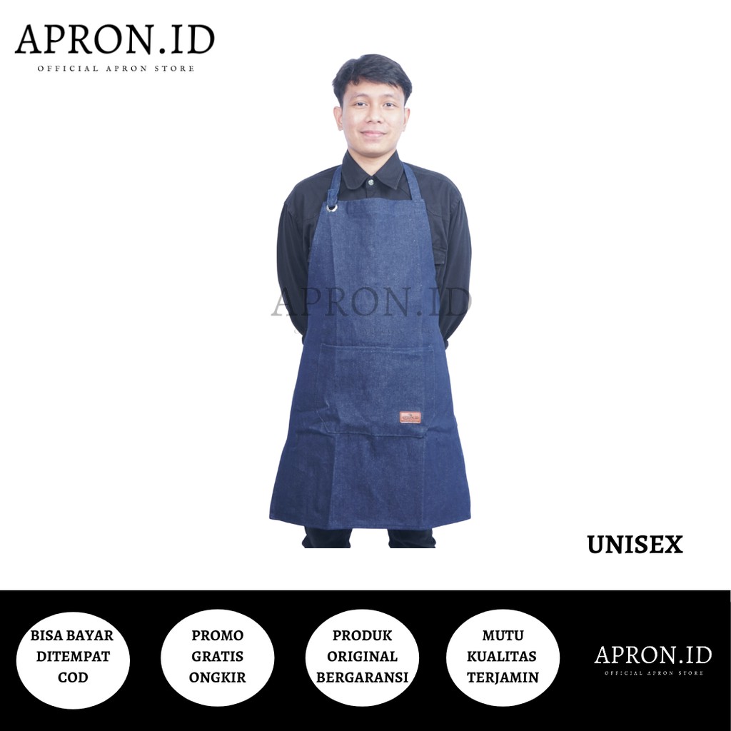APRON.ID Celemek Denim Apron Barista Apron Barbershop Apron Casual Denim Multifungsi Unisex Original