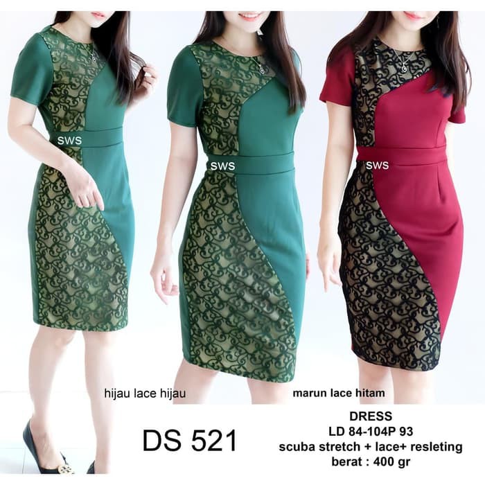 Dress Brukat Mini Minidress Baju Gaun Wanita Murah Brokat Pendek Pesta