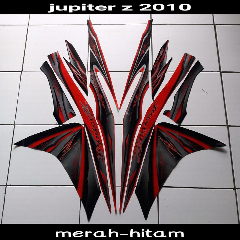 striping motor jupiter z 2010 merah-hitam