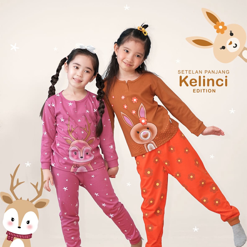 2 PSG KAZEL x ZEBE SETELAN PIYAMA GIRL KELINCI / JELLYFISH / FOXY EDITION 0-12 THN 1 PAK ISI 2 STEL