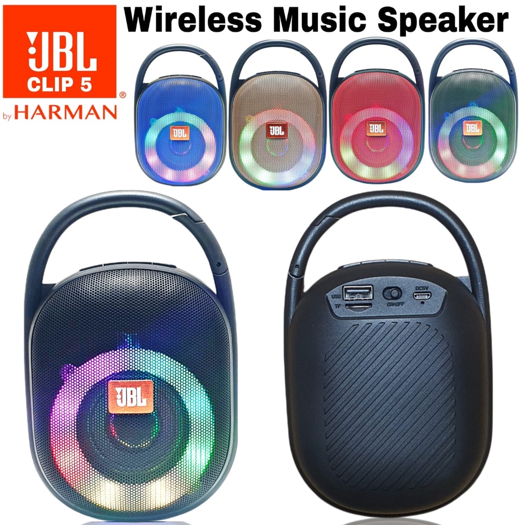 JBL Speaker Bluetooh JBL Clip5 Speaker Bluetooh JBL Wireless Portable CLIP 5 Speaker JBL LED Clip5 RGB Speaker Gowes Speaker mini Super Bass Speaker LED