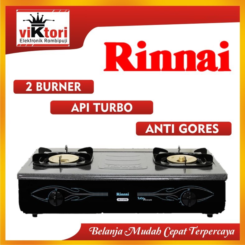 RINNAI KOMPOR GAS 2 TUNGKU RI712TG / KOMPOR GAS RINNAI TURBO RI712TG / KOMPOR RINNAI STAINLESS TURBO