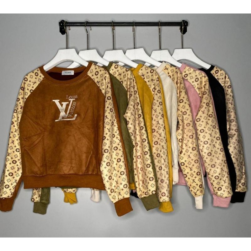 SWEATER SUEDE BAJU TANGAN PANJANG SUEDE LV