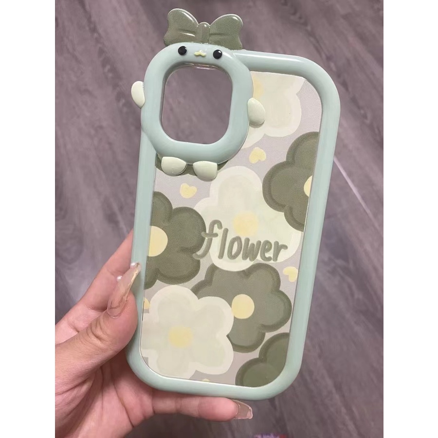 Ins Soft Case TPU Motif Bunga Hijau Untuk iPhone 13pro 13prm 11 7Plus 8Plus Xr XS 13 12pro Max