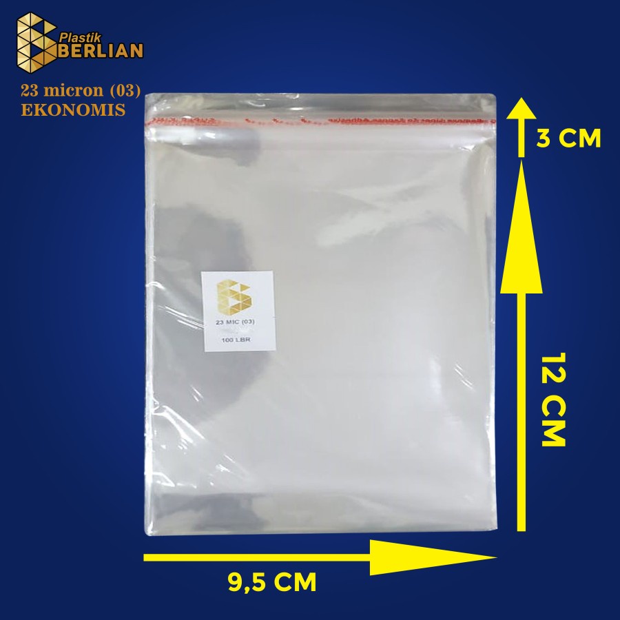 

9,5 x 12 cm Plastik OPP EKONOMIS 23micron (100 lbr) (lem/seal)