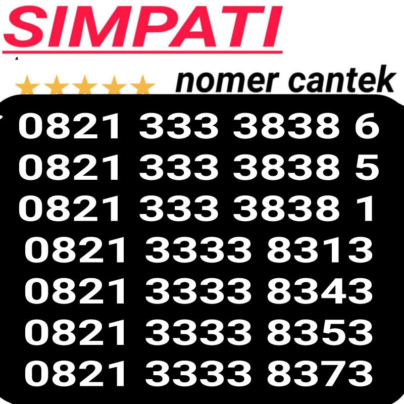 (combo sakti) kartu perdana nomor cantik simpati 4g 333383 xx