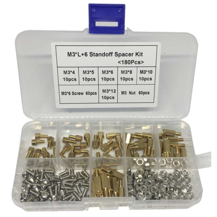 Paket Stand Off Spacer Pcb Bahan Kuningan 6 Jenis 180 Pcs Set Plus Box