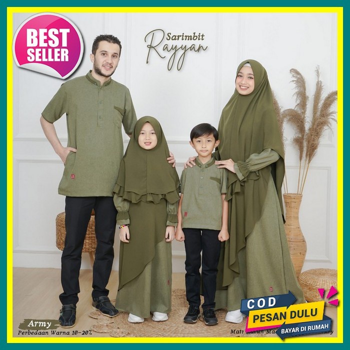 Couple Muslim Jumbo Baju Couple Sarimbit Baju Tunangan Baju Lamaran Baju Pesta Brukat Baju Kondangan Couple Jumbo Terbaru Kekinian Sarimbit Couple Muslim Gamis Sarimbit Keluarga Ayah Ibu Anak Series Rayyan Warna Army Original Premium Arra Sarimbit Co