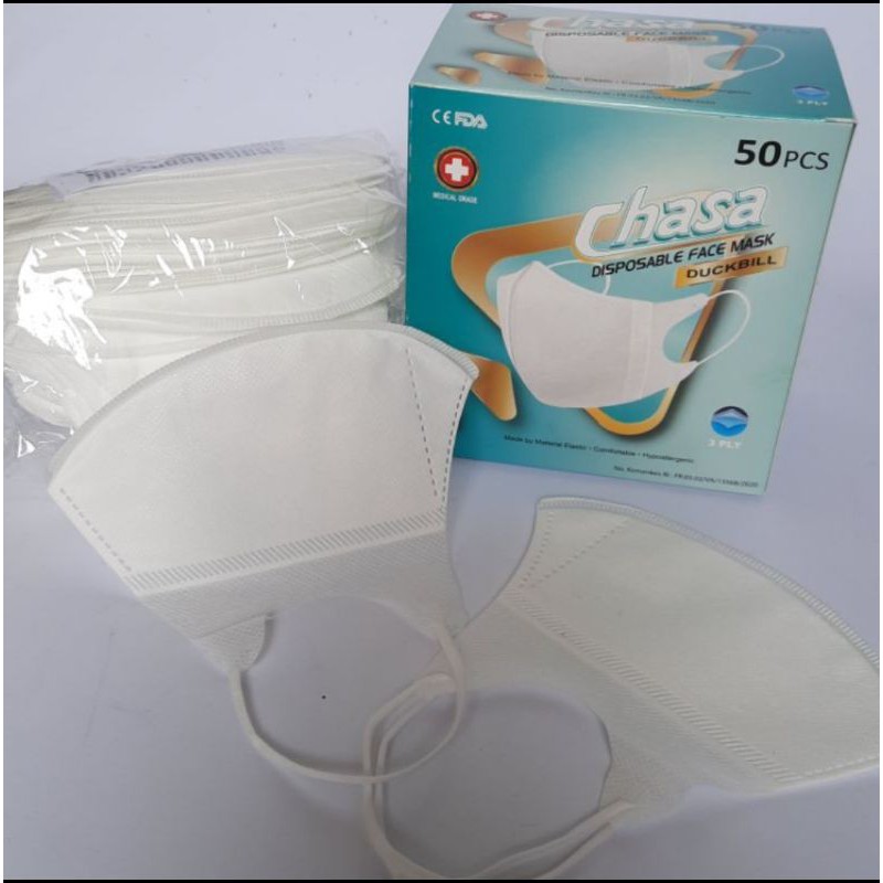 Duckbill Putih Chasa isi 50pcs/Duckbill Garis/Duckbill Murah