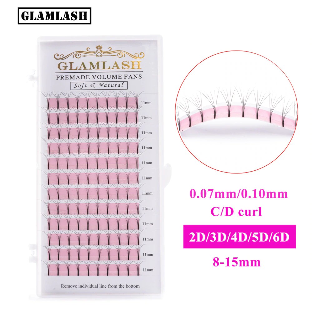 *TERLARIS* GLAMLASH 2D 3D 4D 5D 6D Long Stem False Lashes Premade Russian Volume Fans Faux Mink
