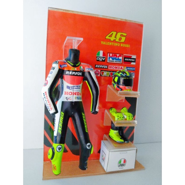 miniatur wearpack Rossi Honda Repsol 2003 skala 1:12