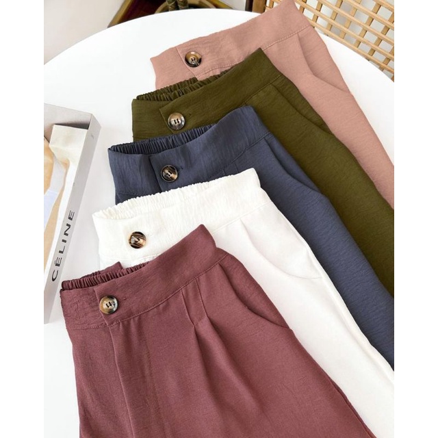 PROMO COD - JISO PANTA ORIGINAL LOOSE PANTS  TROUSERS WANITA HIGHWAIST CELANA KULOT WANITA CRINKLE MEIRA PANTS 998
