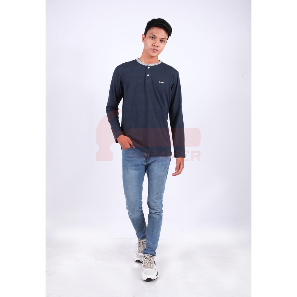 Hammer Kaos  Pria  Lengan  Panjang  K1HF061 CAM Navy Shopee  