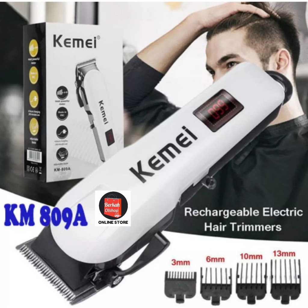 Berkah Oldshop 88 - Hair Clipper Kemei KM-809A Alat Mesin Cukur Rambut LCD Indicator