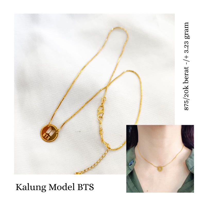 set kalung model koin bts love elegant emas asli