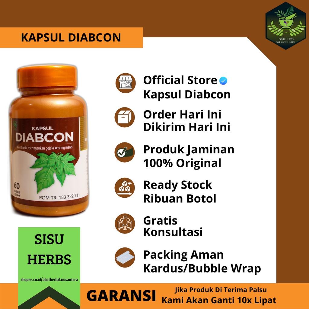 Kapsul Diabcon Obat Herbal Diabetes Menurunkan Gula Darah Tinggi Kencing Manis Mengembalikan Fungsi Pankreas Dan Meningkatkan Fungsi Pankreas Mencegah Komplikasi Diabetes Seperti Hipertensi Penyakit Jantung Meningkatkan Daya Tahan Tubuh Sistem Imun