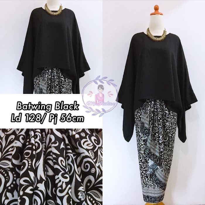 Setelan Kebaya Kutu Baru Batwing / Kebaya Kalong JUMBO White.