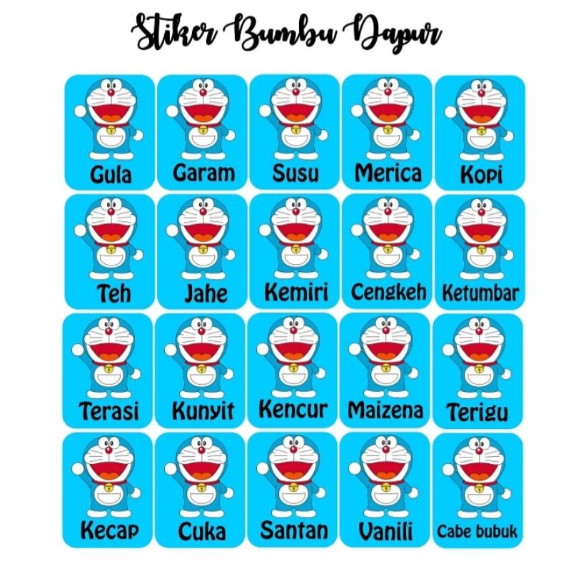 

MINIMAL BELI 25 Sticker bumbu dapur doraemon