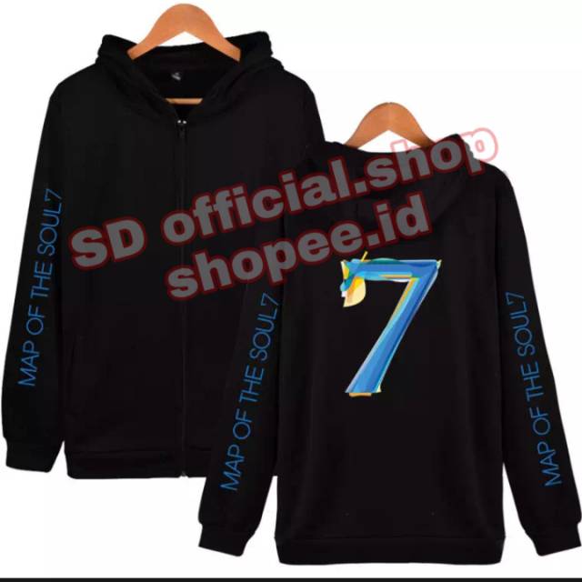 (bayar ditempat)  jaket hoodie resleting kpop MAP OF THE SOUL 7 belakang 7 besar