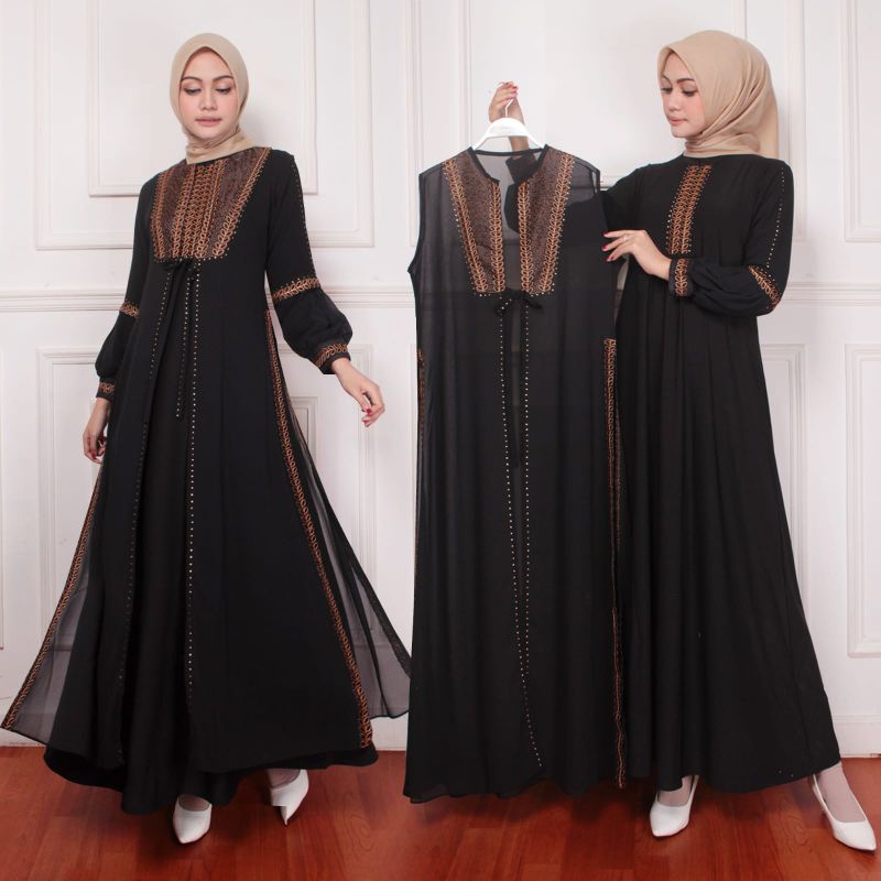 GAMIS ABAYA TURKEY ROMPI BUSUI MEWAH LENGAN BALON