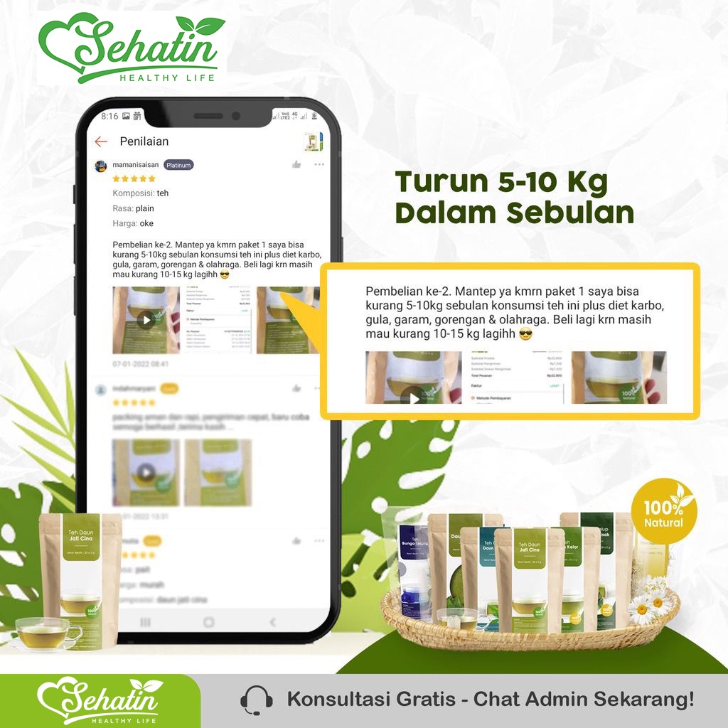 Sehatin Teh Daun Jati Cina Original Teh Senna Leaf Detox Usus Diet Pencernaan
