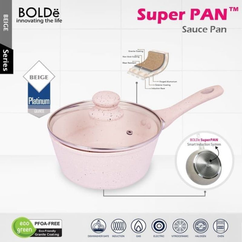 Bolde Sauce Pan 18cm Beige + Tutup Kaca