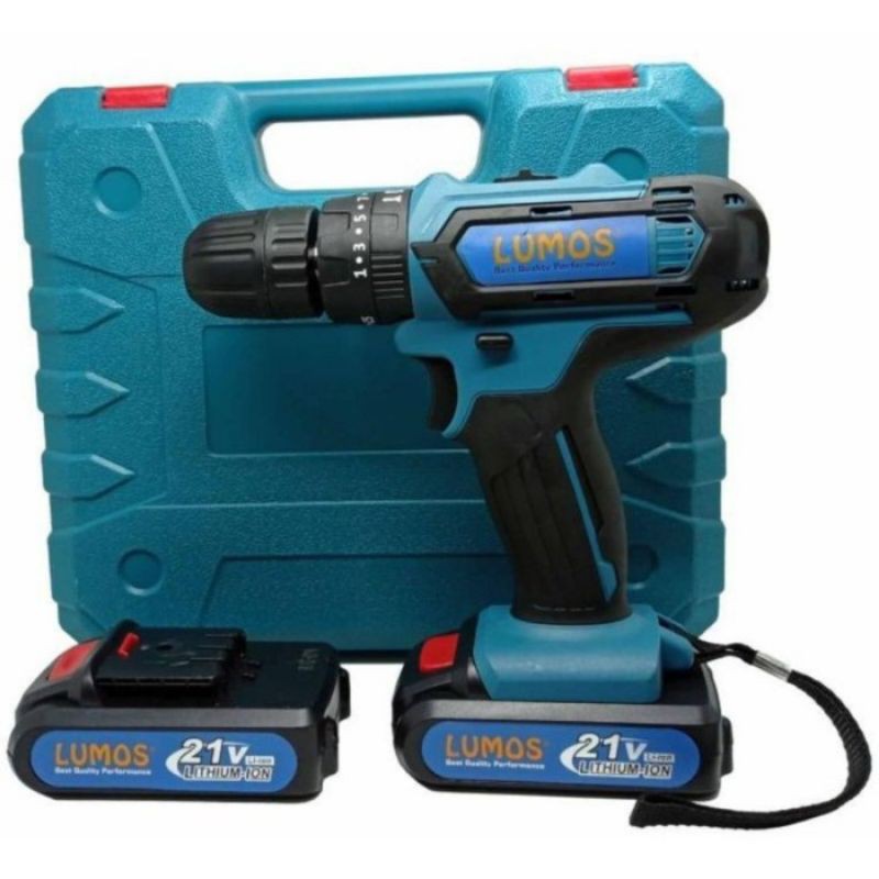 Mesin bor beton Cordless impact drill lumos 21V bor batrei Tembok kayu
