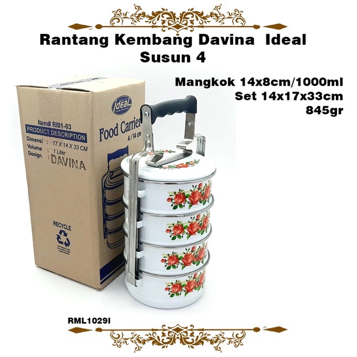 Rantang Kembang Davina Ideal 14cm Susun 4