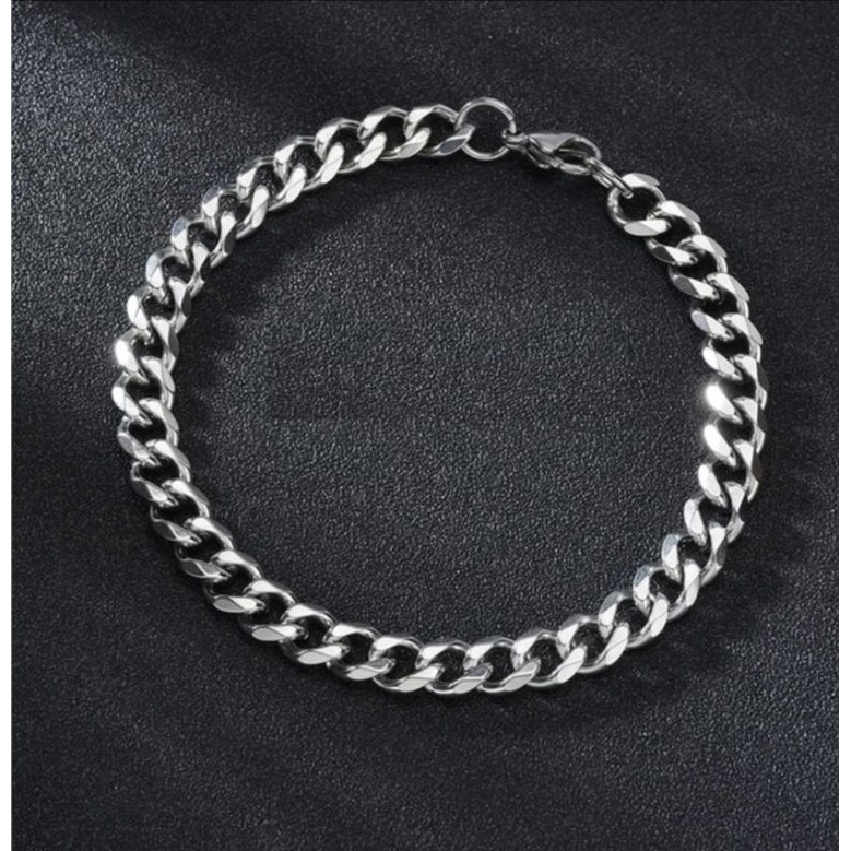 gelang rantai pri bahan titanium SILVER [HARGA PROMO!!!] AWET DN TIDAK LUNTUR