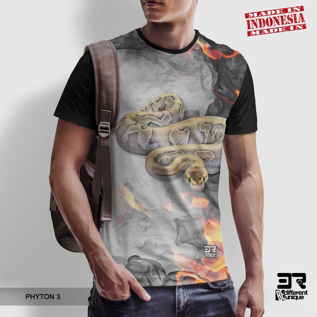 [ COD ] KAOS PRINTING GAMBAR ULAR PYTHON 3 BALLPYTHON - BAJU DISTRO ORIGINAL MOTIF SNAKE PITON RETIC