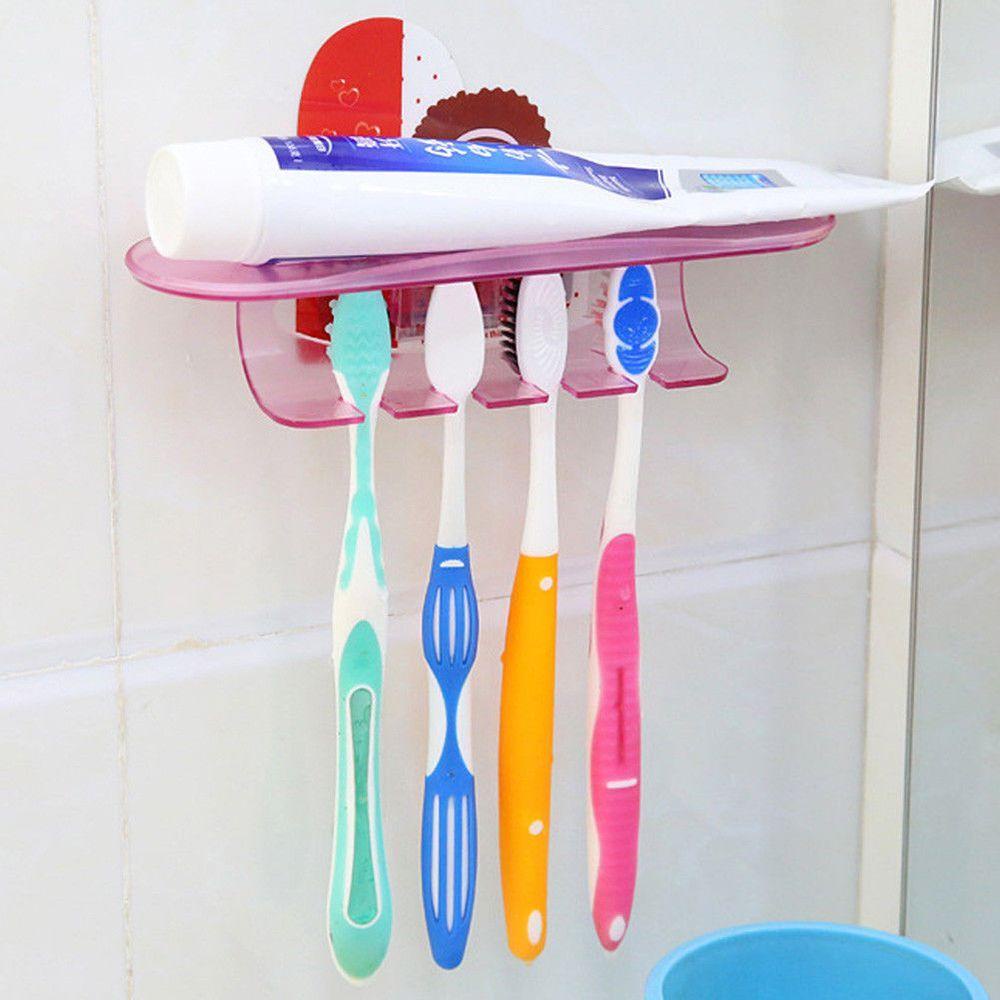 Rebuy Toothbrush Holder Self-adhesive Tools Rak Odol Organizer Alat Cukur Aksesoris Kamar Mandi