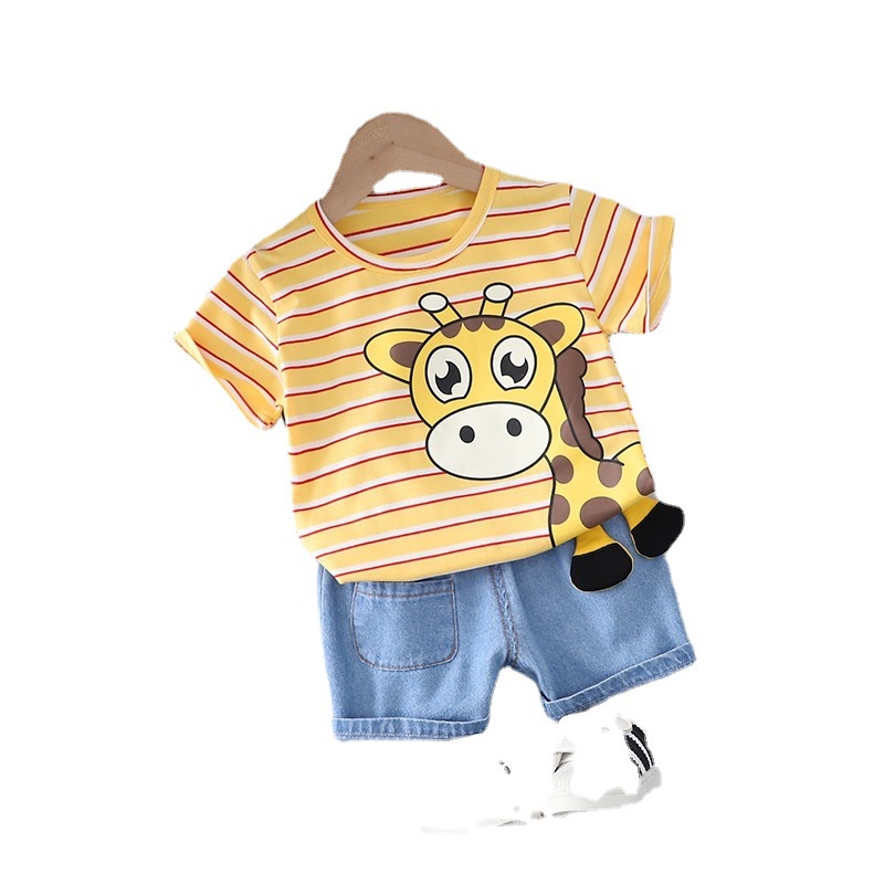 HappyOliver SET GIRRAFEY SALUR EBV Setelan Kaos Anak Bayi Laki-laki Pendek 6bulan - 4tahun