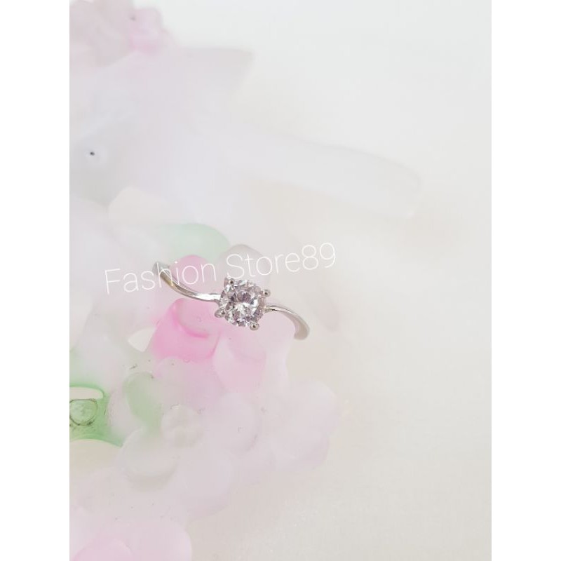 Ready bestseller impor cincin tunangan nikah cincin Titanium silver emas putih cincin Titanium White