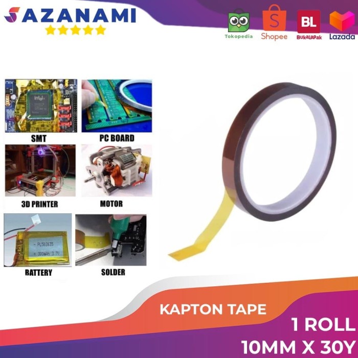 

Sale!!! Kapton Tape 10Mm Isolasi Tahan Panas Kapton Tape High Temperature Tape Trendi